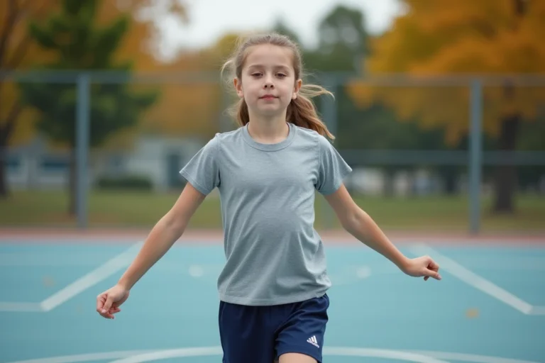 Adolescente sautant à la corde sur un terrain de sport scolaire, illustrant l'effet de l'exercice physique sur la croissance pendant la puberté